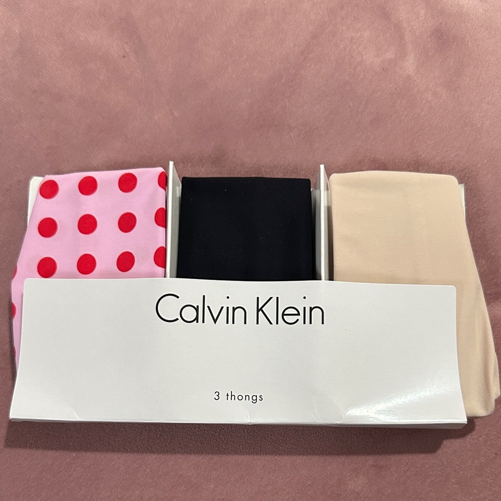 Calvin Klein Thongs - Polka Dot Pink, Black, Cream